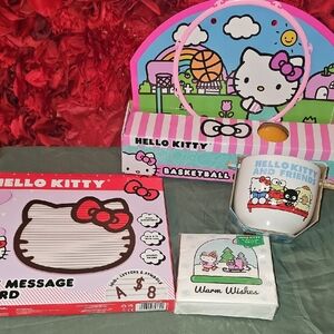 Hello Kitty Gift Set-Felt Message Board/Basketball Set/Soup Bowl/Holiday Napkins